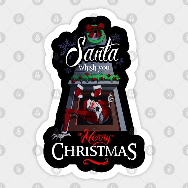 Creepy Santa Claus Through the Chimney on Christmas Eve Sticker by Canache Shop